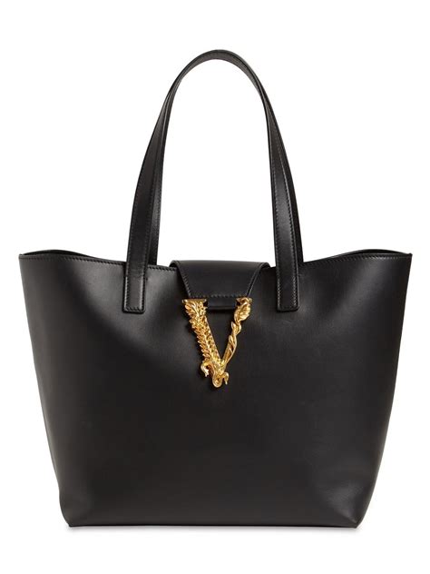 versace black leather tote|versace tote bag authentic.